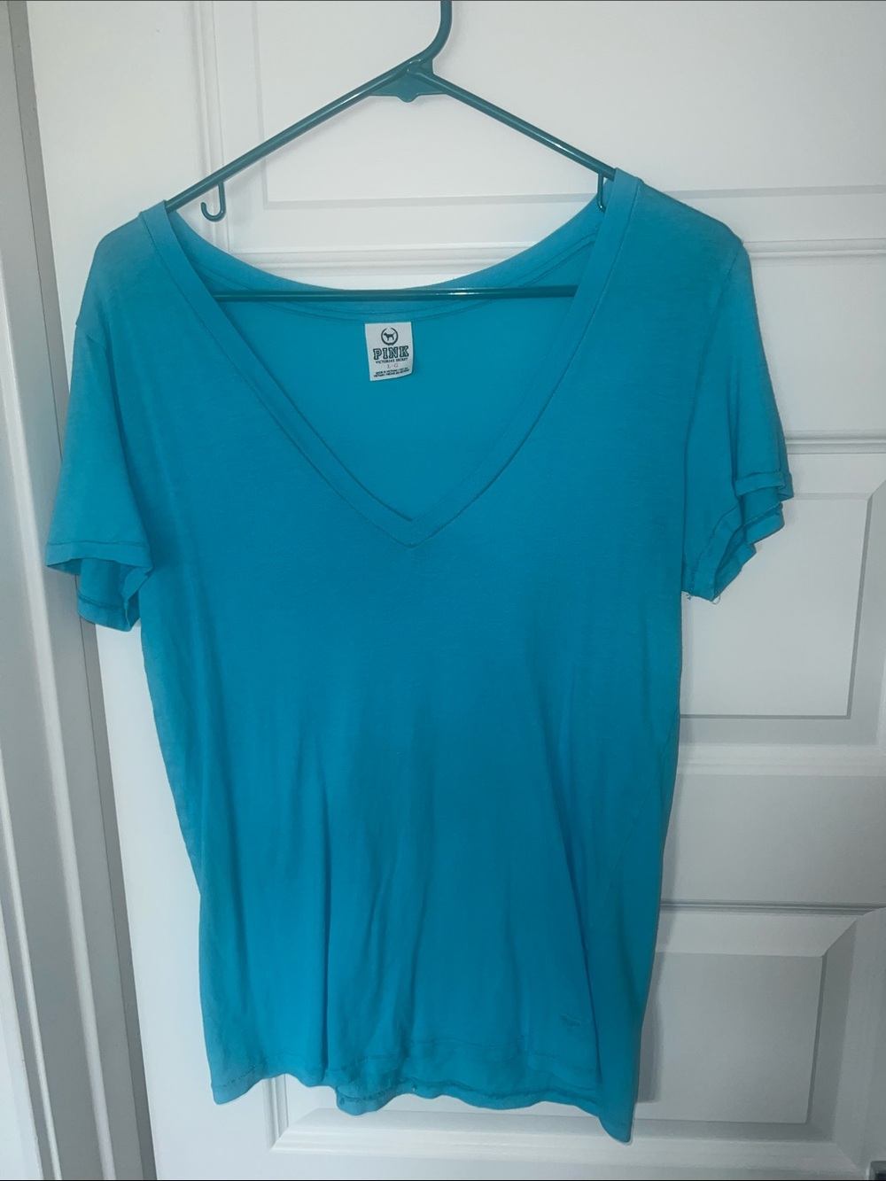 PINK Victoria's Secret Teal V-Neck Short Sleeve Tee